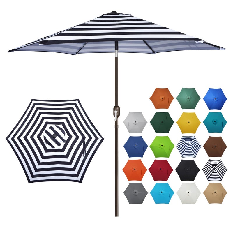 Blissun 7.5 ft Patio Umbrella, Yard Umbrella, Outdoor Market Umbrella with Push Button Tilt Crank (Black&White) - Image 1